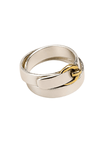 Bague 51 HERMÈS Débridée - Bague Ceinture en argent et or 18 carats 58 Facettes WC-2026-3612