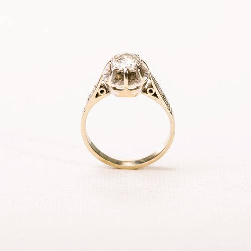 Antik ring Solitær med brolagt diamant i guld og platin_profil.jpg