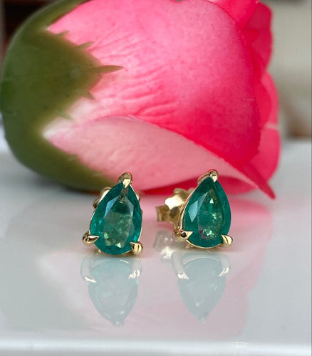 Boucles d'oreilles ALGT - Boucles d'oreilles en or jaune et émeraudes 58 Facettes earrings