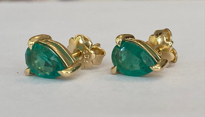 Boucles d'oreilles ALGT - Boucles d'oreilles en or jaune et émeraudes 58 Facettes earrings