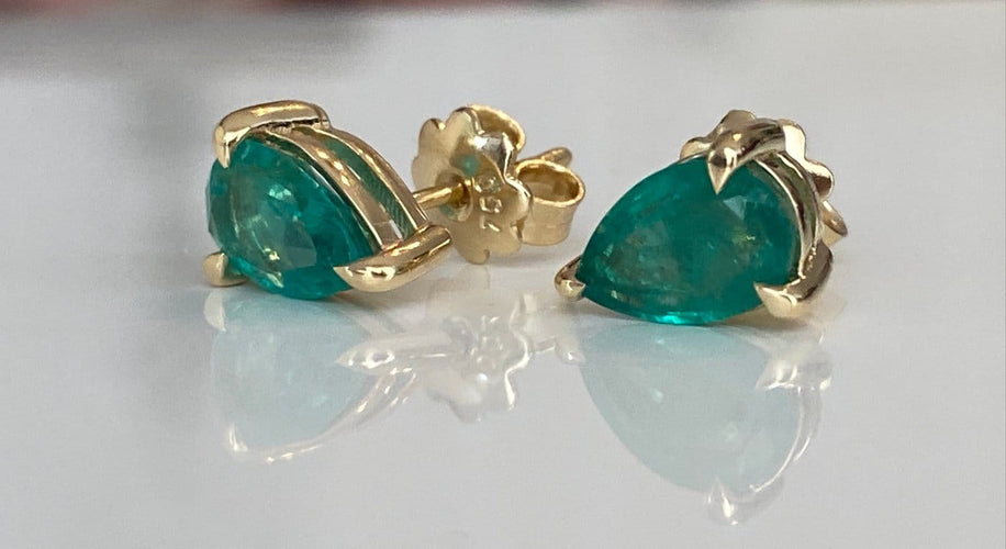 Boucles d'oreilles ALGT - Boucles d'oreilles en or jaune et émeraudes 58 Facettes earrings