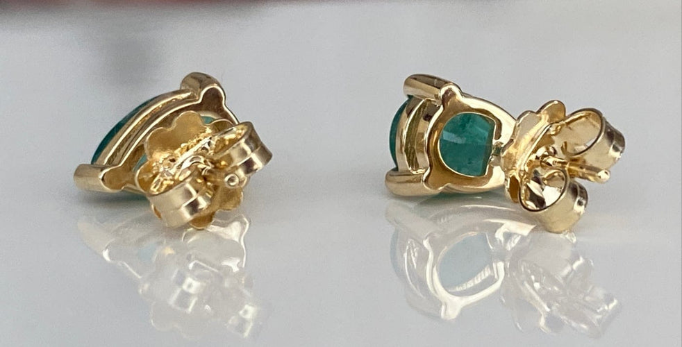 Boucles d'oreilles ALGT - Boucles d'oreilles en or jaune et émeraudes 58 Facettes earrings
