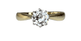 14k yellow gold Solitaire Art Deco ring, 0.80 ct diamond 
