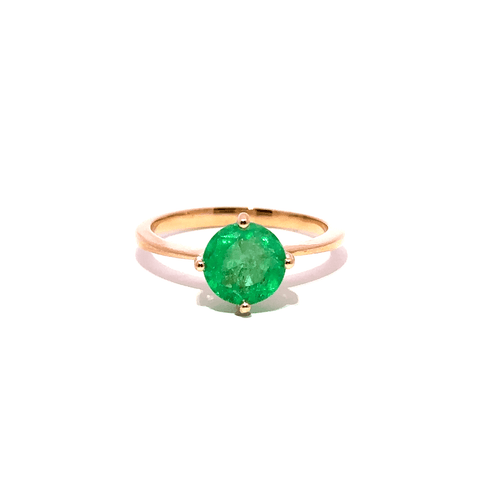 Bague 58 Bague solitaire en or jaune avec émeraude colombienne 58 Facettes 50475