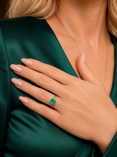 Bague 58 Bague solitaire en or jaune avec émeraude colombienne 58 Facettes 50475