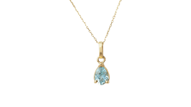 Collier Collier solitaire en or jaune et topaze bleue 58 Facettes XLAA0052