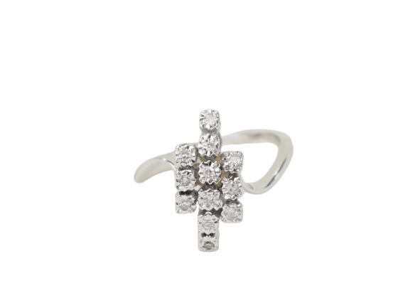 Bague 53.5 Bague vintage en or blanc 18 ct et diamants 58 Facettes 33504