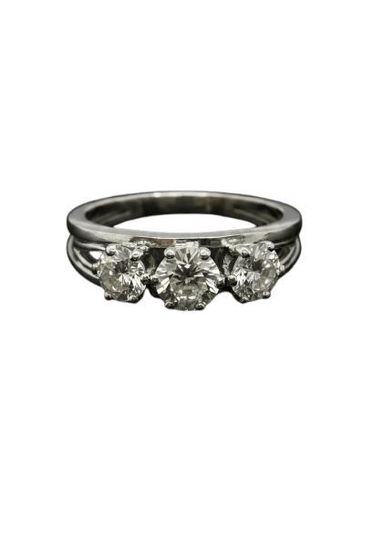 Bague 55 Trilogie - Bague en or blanc et diamants 58 Facettes