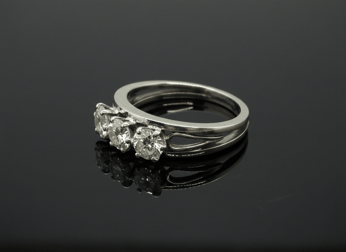 Bague 55 Bague trilogy en or blanc avec diamants 58 Facettes