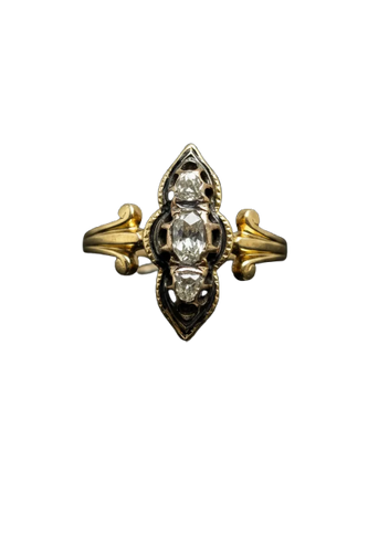 Viktoriansk diamant- och svart emaljring