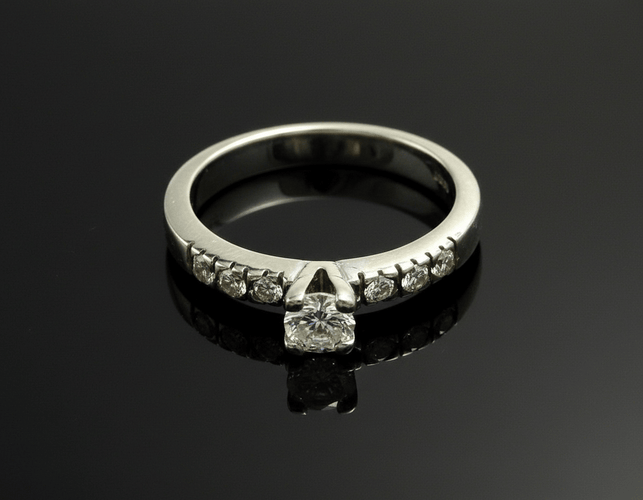 Bague 54 Biandrate Gioielli - Bague en or blanc 18 carats et diamants 58 Facettes