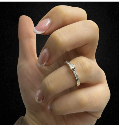 Bague 54 Biandrate Gioielli - Bague en or blanc 18 carats et diamants 58 Facettes