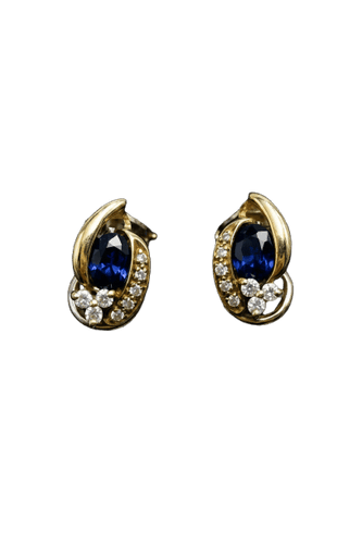 Boucles d'oreilles Orecchini à clip - Orecchini en or jaune et blanc 18K diamants et saphirs 58 Facettes