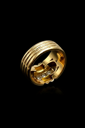 Bague 62 Bague style Art déco en or jaune et blanc 18K avec diamants 58 Facettes