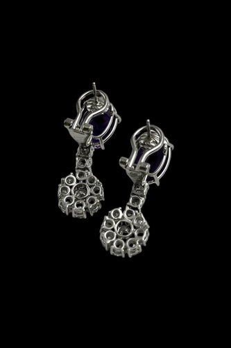 Boucles d'oreilles Boucles d'oreilles pendantes - Ametystes et diamants en or blanc 18 carats 58 Facettes