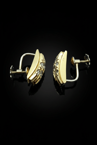 Boucles d'oreilles Orecchini à clip - Diamants en or jaune 18K 58 Facettes