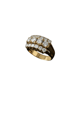 Anel de cabeça com diamantes em ouro amarelo