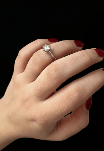 Bague Solitario - Bague en or blanc diamant 0,80 ct 58 Facettes