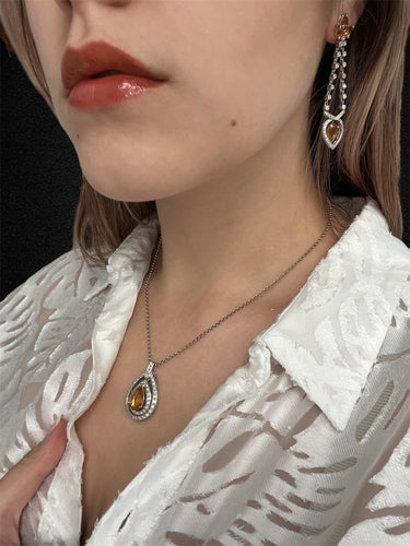 Collier Collier - Pendentif en topazes et diamants 58 Facettes