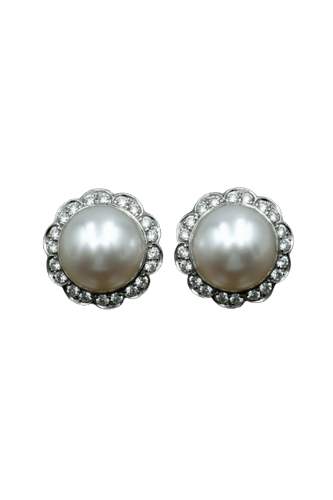 Boucles d'oreilles Orecchini de perles en platine et diamants 58 Facettes