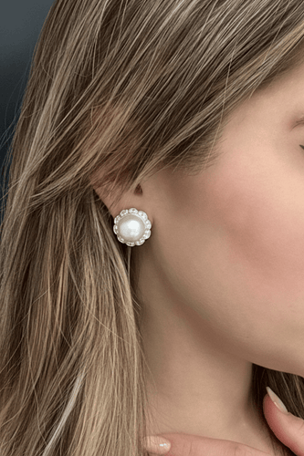 Boucles d'oreilles Orecchini de perles en platine et diamants 58 Facettes
