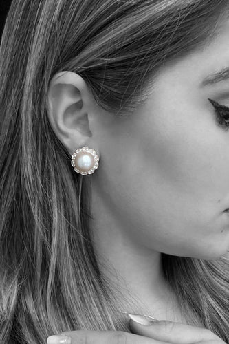 Boucles d'oreilles Orecchini de perles en platine et diamants 58 Facettes