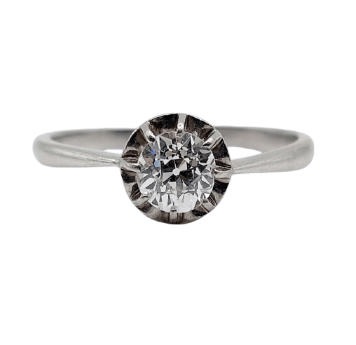 Bague 58.5 Bague solitaire Art déco en platine et diamant taille ancienne 58 Facettes A07537