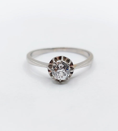 Bague 58.5 Bague solitaire Art déco en platine et diamant taille ancienne 58 Facettes A07537