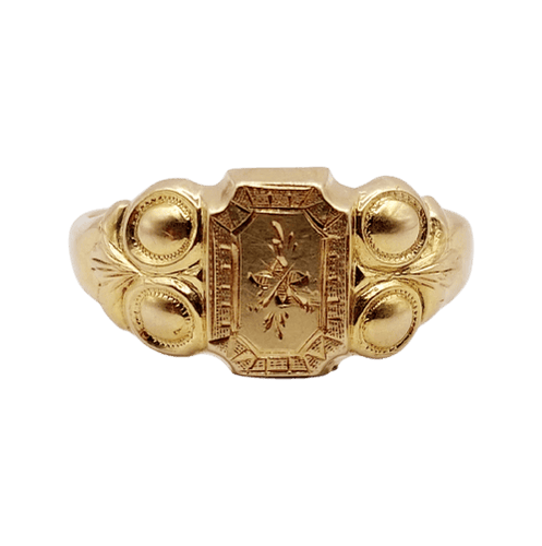 59.5 Bague chevalière victorienne en or rose 18k 58 Facettes A07539