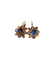 Klappcreolen Jugendstilblume aus 18-karätigem Gold, blauem Glas und Perlen 