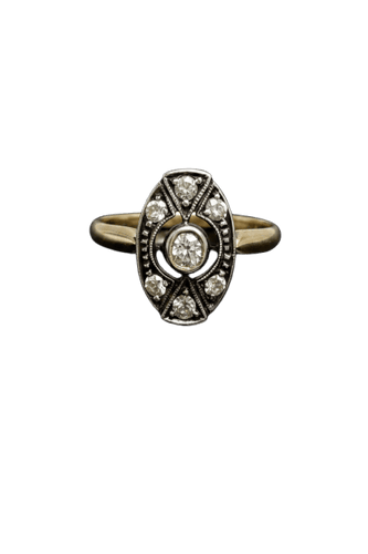 Bague Jugendstil - Bague en or jaune et argent, diamants taille rose 58 Facettes