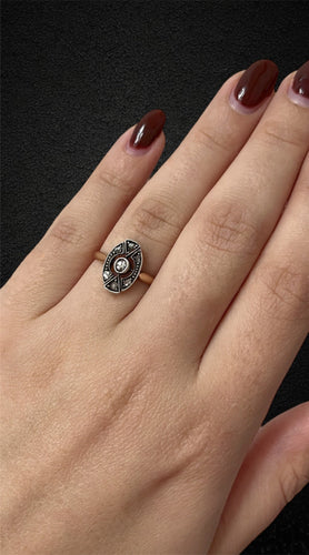 Bague 56 Bague Jugendstil - Or jaune et argent avec diamants taille rose 58 Facettes