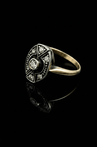Bague Jugendstil - Bague en or jaune et argent, diamants taille rose 58 Facettes
