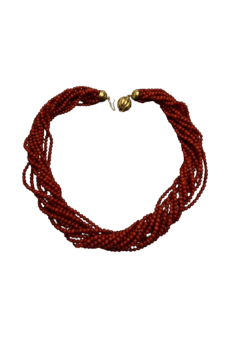 Collier Collana en corail multifilaire 58 Facettes