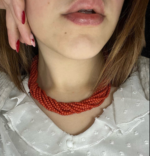 Collier Collana en corail multifilaire 58 Facettes