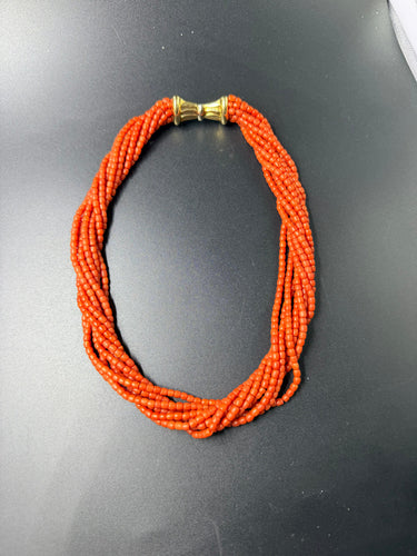 Collier Collier multifils en corail avec fermoir en or jaune 58 Facettes