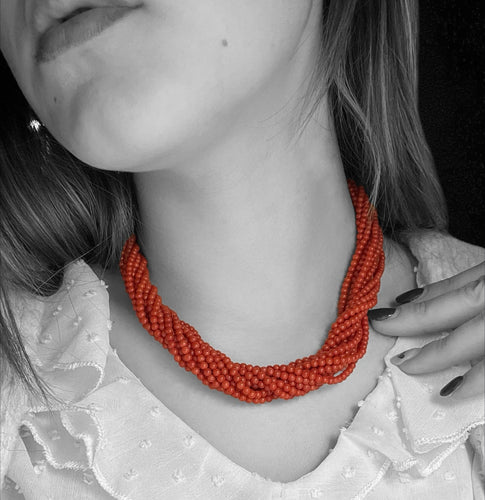 Collier Collana en corail multifilaire 58 Facettes