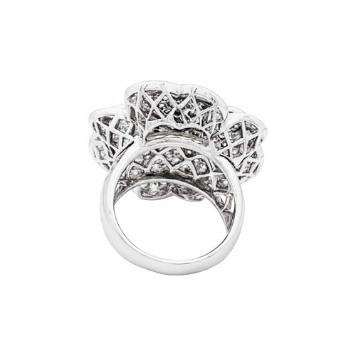 Bague 57 Trèfle - Bague en or blanc et diamants 58 Facettes 35822