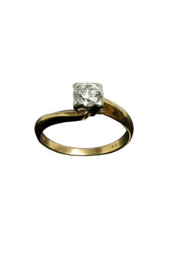 Bague Salvini - Bague solitaire en or blanc et or jaune diamant 0,40 ct 58 Facettes