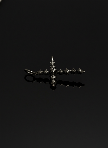 Pendentif Croix style gothique - Pendentif en or et argent avec diamants taille rose 58 Facettes