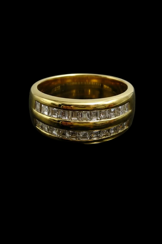 Bague 51 Bague double rail en or jaune 18 carats et diamants 58 Facettes
