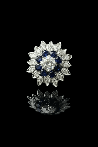 Bague Anello à fleur étoilée - Bague en or avec saphirs et diamants 58 Facettes
