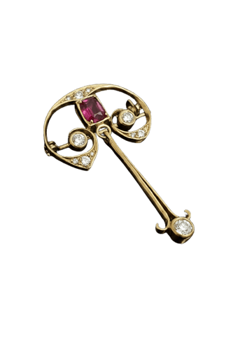 Pendentif Pendentif - Pendentif-spilla Art Nouveau en rubis et diamants 58 Facettes