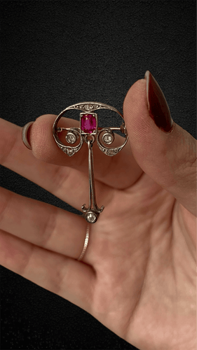 Pendentif Pendentif - Pendentif-spilla Art Nouveau en rubis et diamants 58 Facettes