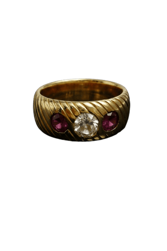 Bague 60 Austro-Hongrois - Bague à fascia en or rose, diamant et rubis 58 Facettes