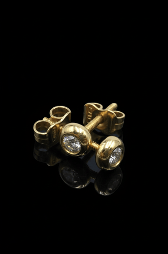 Boucles d'oreilles Orecchini à bouton - Boucles d'oreilles en or jaune 18K diamants 58 Facettes