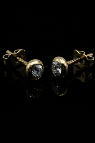 Boucles d'oreilles Orecchini à bouton - Boucles d'oreilles en or jaune 18K diamants 58 Facettes