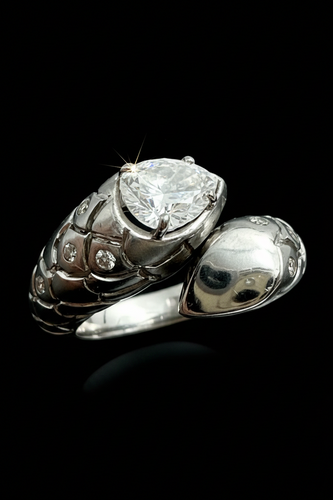 Bague 53 Bague serpent - Or blanc 18 carats et diamants 58 Facettes