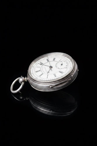 Montre I.J.T.N. - Montre de poche chronographe en argent sterling 58 Facettes