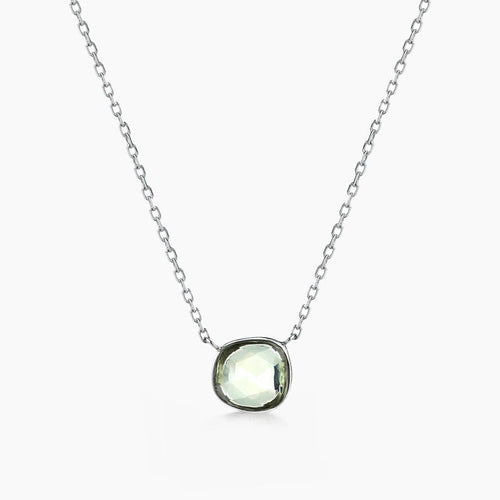 Collier Love More - Collier en or blanc 18K et saphir vert 58 Facettes GPD1085MG